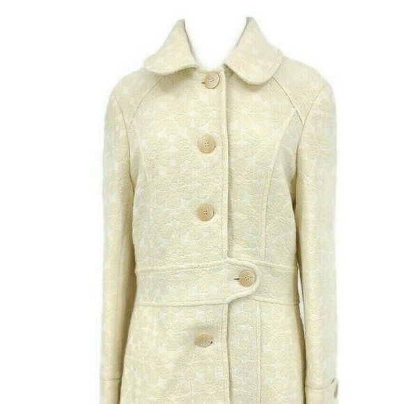 Trelise Cooper Shelter Skelter Strategy Coat Womens 6 Ivory Cream Wool Blend - Picture 3 of 11